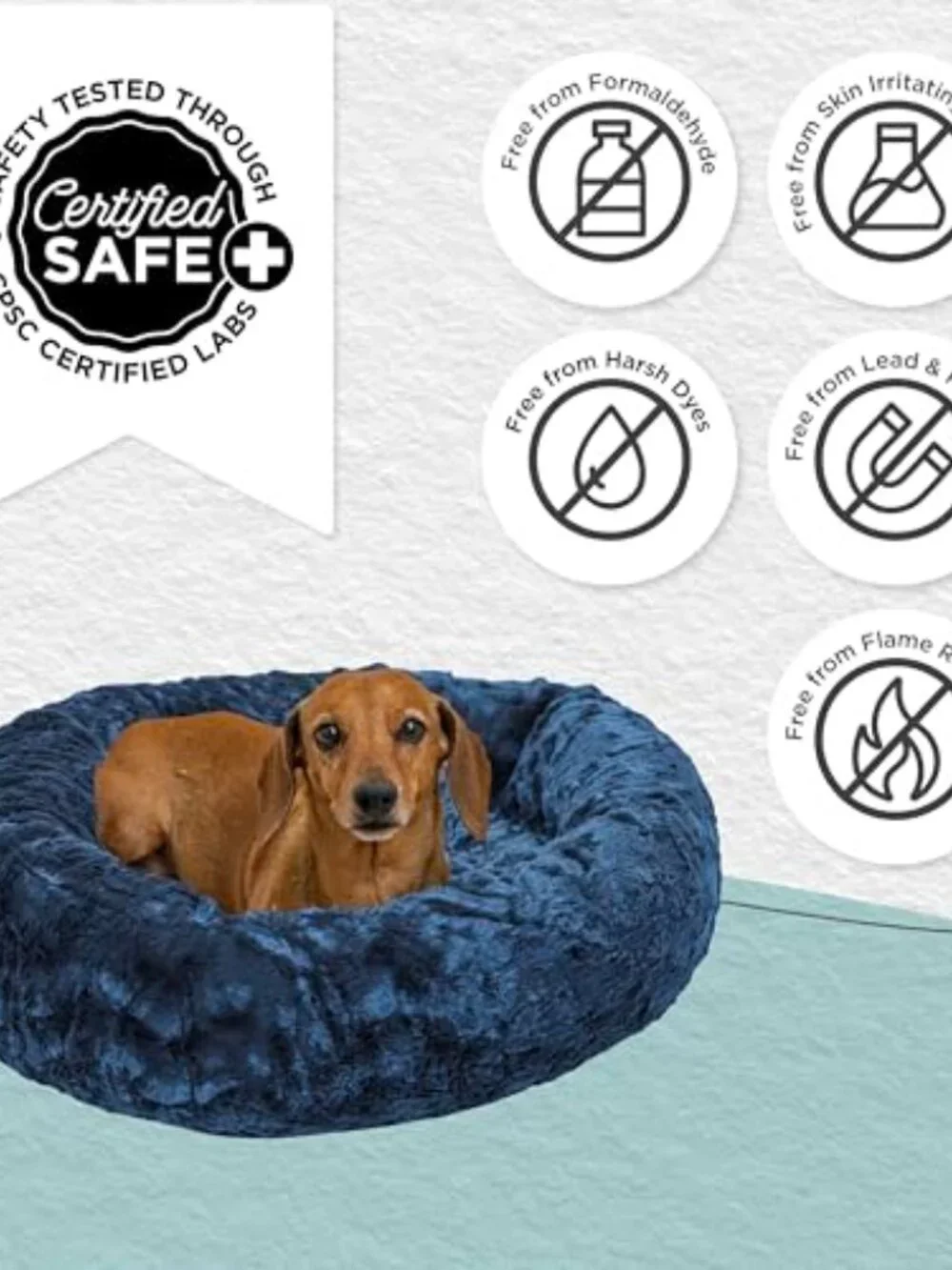 New The Original Calming Donut Dog Bed for Small Dogs up to 25 lbs, Lux Faux Fur